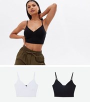 New Look 2 Pack Black and White Bralettes